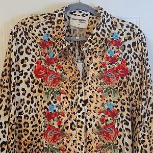 2x Savanna Jane Animal Print, embroidered, duster shirt dress! Nashville Ready!